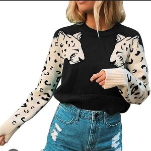 Black and White Leopard Print Sweater